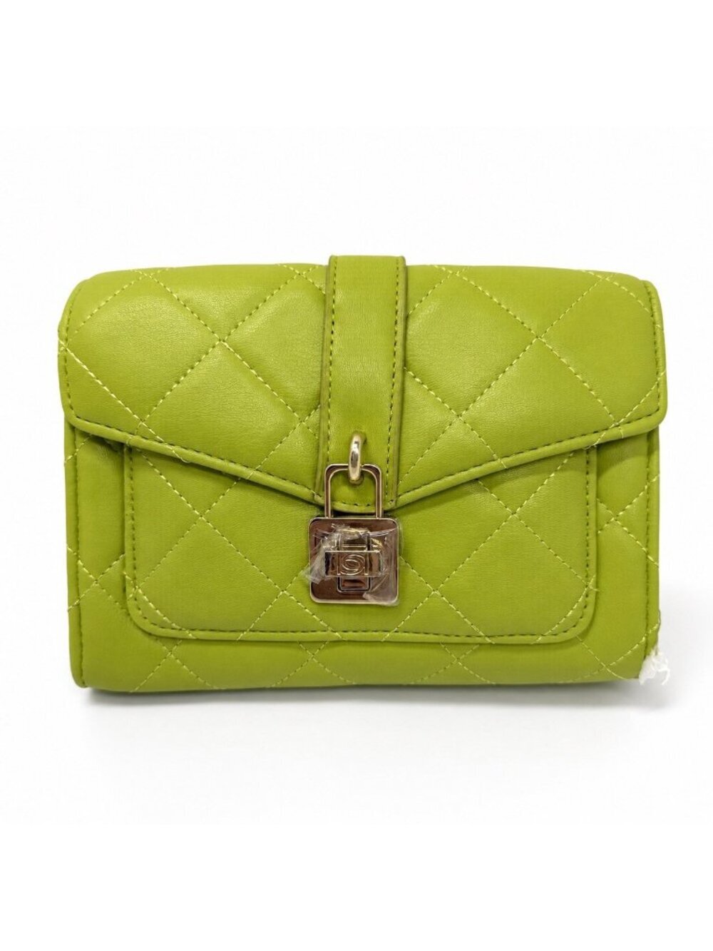 bebe Kellen Quilted Crossbody Handbag Green Seagrass NWT Purse Gold Chains Lock